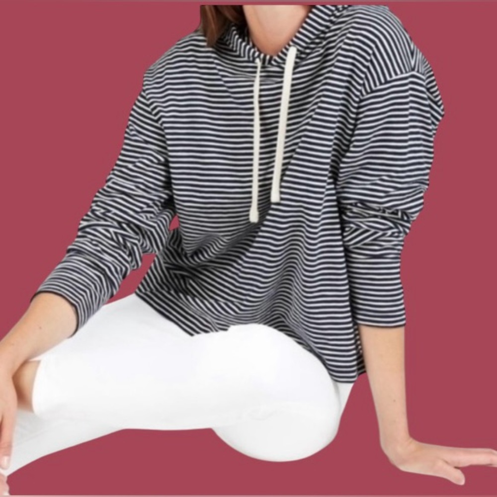⚓️EVERLANE! NAUTICAL DESIGNER STRIPED LIGHTWEIGHT BEACH HOODIE!